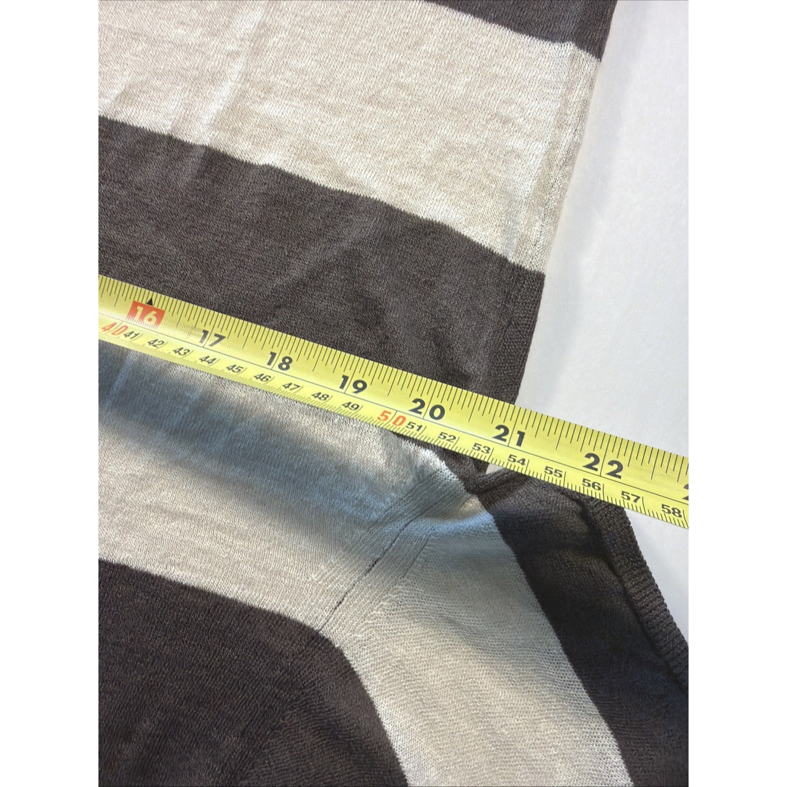 Nwt Velasca Made Italy Linen Cotton Knit T Shirt Mens 44 Us Brown Ecru Stripe — image 6 of 7